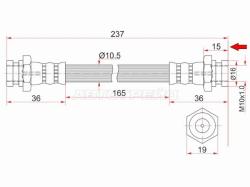 Шланг тормозной передний (Таиланд) TOYOTA LAND CRUISER 92-98 LH=RH промежуточный