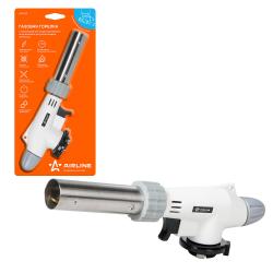 Горелка газовая на цанговый баллон, пьезоподжиг, анти-вспышка, регулятор воздуха, 20*6*4 см (AGT-03)