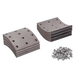 TRIALLI BLT 0710 Накладка тормозной колодки для автомобилей КАМАЗ 6520, ремонтный комплект 8 шт. R0 с заклепками 180х187 (12 отверстий)