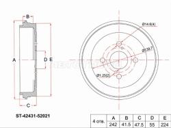 Барабан тормозной зад TOYOTA BB 00-05/FUN CARGO 99-05/IST 02-07