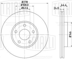 TRIALLI DF 270318 Диски тормозные для автомобилей Ford Tourneo Conect (02-) передние d=278 окрашенные