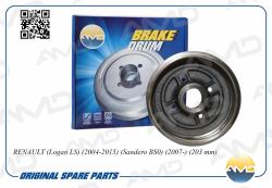 Барабан тормозной 203 mm RENAULT Logan LS 2004-2015 Sandero BS0 2007- 203 mm AMD.BD259