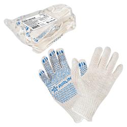 Перчатки трикотажные ХБ с ПВХ покрытием, белые, (к-т 5 пар) 7,5 класс/42г., мод.202 (AWG-C-01)