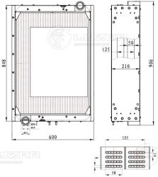 LUZAR LRc 0674 Радиатор охлаждения для а/м БелАЗ 7548/75481 с двиг. ЯМЗ-240 (шир.=600мм)