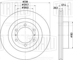 Диск торм. для а/м Toyota Fortuner (15-) перед. d=338 (окраш.) (DF 084417)