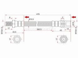 Шланг тормозной задний (Таиланд) TOYOTA HIACE/REGIUSACE 96-99/HILUX 83-/LAND CRUISER #J7# 80- промеж