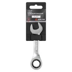 Ключ комбинированный трещоточный короткий 15мм PRO пласт.подвес (ATAL018)