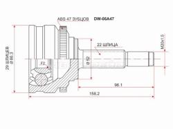 Шрус (Спереди/ Наруж) Chevrolet Lanos 05-09 / Daewoo Lanos 97-08 / Nexia 94-16 / Leganza 97-02 / ЗАЗ
