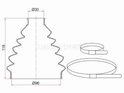Пыльник шруса наружный  FR VW GOLF (2 хомута. термопластик)