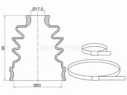Пыльник шруса наружный  RR HONDA CR-V RD1  (2 хомута. резина)