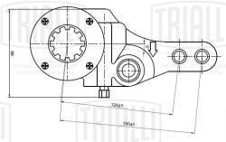 TRIALLI ZF 0725 Рычаг тормоза регулировочный механический (трещотка) для автомобилей МАЗ задний левый (эвольвентный шлиц)