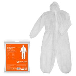 AIRLINE ADO-NWF-02 Комбинезон одноразовый "Каспер", XL(48-50),спанбонд 40г/м2, 1 шт., белый, в инд.упак.
