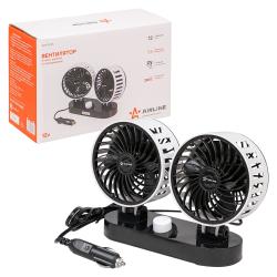 Вентилятор в салон двойной 2x12см 12В, общая регулировка, скотч (ACF-12-05)
