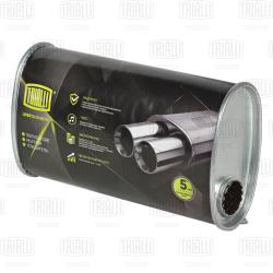 Глушитель универс. (овальный) 131х221, L=380, d=50, смещ. 62 мм (алюм. сталь) (EMM 3610)