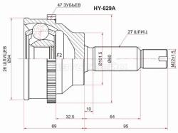 Шрус (Спереди/ Наруж) Hyundai Sonata 98-13 / Trajet 99-08 / XG 98-05