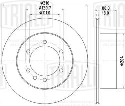 Диск торм. для а/м Nissan Patrol (Y61) (97-) зад. d=316 (DF 073419)