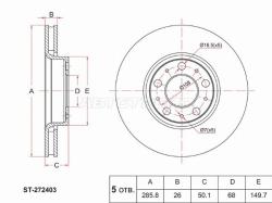 Диск тормозной (Перед) Volvo S60 00-04 / S80 98-03 / V70 00-04