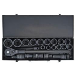 Набор головок ударных 3/4"DR L=56мм, 24пр. (17-50мм) металл.кейс (ATAS414)