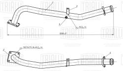 TRIALLI ECP 0302 Труба переходная для автомобилей ГАЗель Next (дв.УМЗ А-274 Евро-4) короткая (вместо катализатора) (алюминизированная сталь)