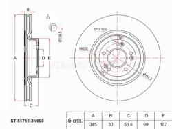 Диск тормозной (Перед) Hyundai Genesis 14-17 / Kia Quoris 13-14