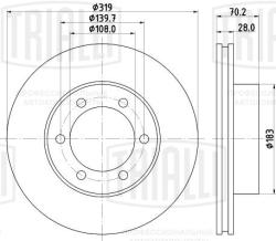 Диск торм. для а/м Toyota Yaris (05-) перед. d=319 (окраш.) (DF 155118)