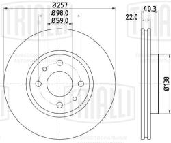 TRIALLI DF 270314 Диски тормозные для автомобилей Fiat Doblo (01-)  /  Punto (99-) передние d=257 окрашенные