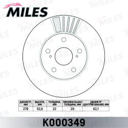 K000349 Диск тормозной TOYOTA PREVIA 2.4 90-00 передний вент.D 279мм.
