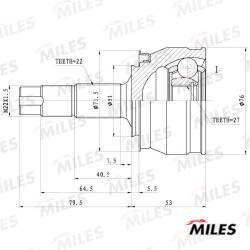 ШРУС OPEL CORSA D/FIAT GRAND PUNTO 1.0-1.2 05- нар. GA20718