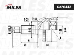 GA20443 ШРУС SUZUKI SWIFT 1.3-1.5 05- нар.(ABS)