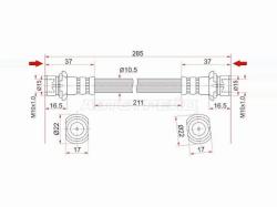 Шланг тормозной передний (Таиланд) TOYOTA LAND CRUISER PRADO 120 02-/150 09-/SURF/FJ CRUISER 02-