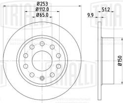 Диск торм. для а/м Skoda Octavia A5 (04-)/VW Golf V (03-) зад. d=253 (перф/слот/окраш) (DF 278s) PRO