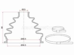 Пыльник шрус наружный VOLKSWAGEN PASSAT 98-  (2 хомута. резина)