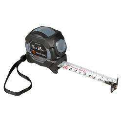 Рулетка в прорезиненном корпусе 5мх25мм PRO, автостоп, дв.магнит.зацеп, нейлон.двуст.шкала (ATBQ020)