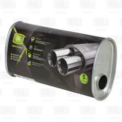 Глушитель универс. (овальный) 131х221, L=430, d=50, смещ. 45 мм (алюм. сталь) (EMM 3606)