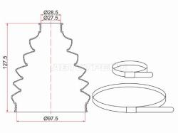Пыльник шруса наружный  FR VW TIGUAN/VOLVO XC90 03- (2 хомута. термопластик)