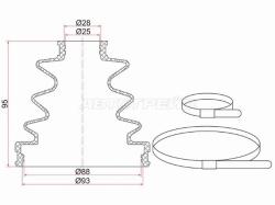 Пыльник шруса наружный TOYOTA Camry Gracia 2.5L, Mark II Wagon Qualis  (2 хомута. резина)