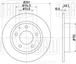Диск торм. для а/м Mazda 626 (91-) зад. d=261 (окраш.) (DF 170119)