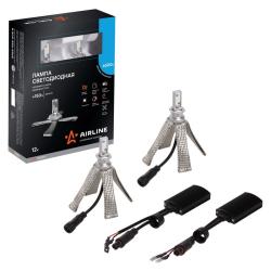 AIRLINE ALED-H3-02 Лампa светодиодная H3, 12В, 18Вт, 6500К (Белый), 5000Лм, кмпл. 2шт. PREMIUM
