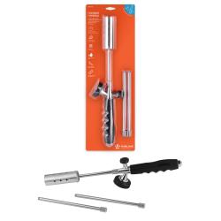 Горелка газовая на цанговый баллон, с трубными удлинителями сопла, анти-вспышка, ручной поджиг, 78*9*5 см (AGT-05)