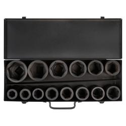 Набор головок ударных 1"DR L=90мм, 14пр. (22-60мм) металл.кейс (ATAS046)