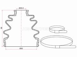 Пыльник шруса наружный MITSUBISHI DELICA 86-99 4D56/SUZUKI GRAND VITARA 05-16  (2 хомута. резина)