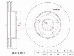 Диск тормозной (Перед) Dodge Caravan 00-07 / Toyota Estima 90-99 / Estima Emina 92-99 / Estima Lucid