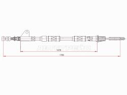 Трос ручного тормоза TOYOTA AVENSIS RH 97-00 (барабанные тормоза)