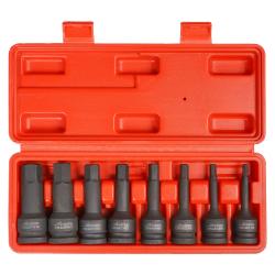 Набор головок ударных 1/2"DR L=78мм внешний шестигранник, 8пр. (5-19мм) пласт.кейс (ATAS049)