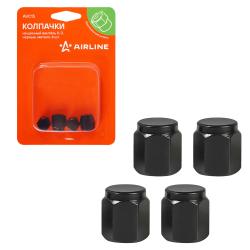 Колпачки на шинный вентиль K-3, черные, металл, 4 шт. (AVC15)