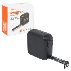 Рулетка в ударопрочном корпусе 3мх16мм, автостоп, магнитный зацеп, двуст. шкала (ATBQ030)