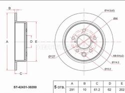 Диск тормозной (Зад) Toyota Crown 03-18 / Mark II (X110) 00-04 / Lexus IS 05-16 / Toyota Mark X 04-1
