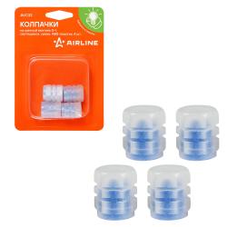 Колпачки на шинный вентиль S-1, светящиеся, синие, ABS-пластик, 4 шт. (AVC32)