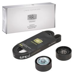 TRIALLI GD 735 Ремкомплект привода для автомобилей Лада Largus  (12-)/Logan (04-) 1.6i [К4M; К7M] A/C ГУР (ремень 6PK1820 + натяжитель + опорный ролик)