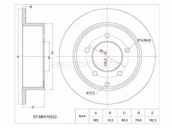 Диск тормозной (Зад) Mitsubishi Lancer 07-17 / Galant Fortis 07-15 / Lancer Evolution 07-17